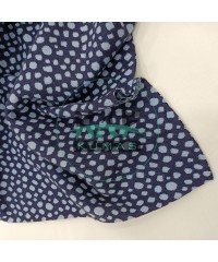 Yuvarlak Desenli Pamuk Rribana Kumaş | Lacivert Zemin Mavi