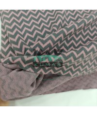 Zikzak Desen Pamuk Ribana Kumaş | Pembe Gri