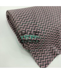 Zikzak Desen Pamuk Ribana Kumaş | Pembe Gri