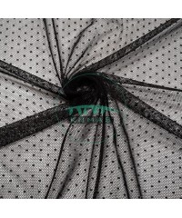 Küçük Puantiyeli Tül Kumaş | Siyah