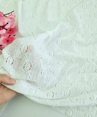 Ekru Brode (Nakışlı) Pamuk Vual Kumaş | Desen 3 Ekru Brode (Nakışlı) Pamuk Vual Kumaş | Desen 3