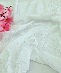 Ekru Brode (Nakışlı) Pamuk Vual Kumaş | Desen 3 Ekru Brode (Nakışlı) Pamuk Vual Kumaş | Desen 3