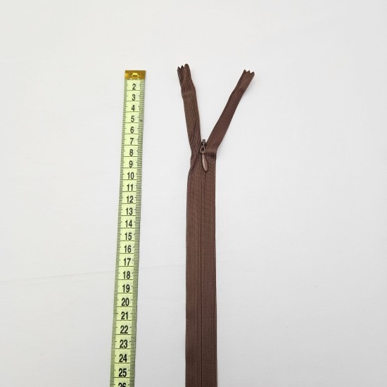 Gizli Fermuar | Uzunluk: 25 cm | Kahverengi