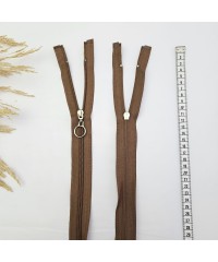 Yuvarlak Halka Fermuar | Mont-Çanta Fermuarı Uzunluk: 47 cm Açık Kahverengi