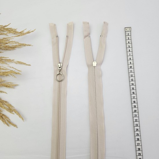 Yuvarlak Halka Fermuar | Mont-Çanta Fermuarı Uzunluk: 47 cm Bej Yuvarlak Halka Fermuar | Mont-Çanta Fermuarı Uzunluk: 47 cm Bej