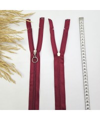 Yuvarlak Halka Fermuar | Mont-Çanta Fermuarı Uzunluk: 47 cm Bordo