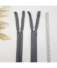 Yuvarlak Halka Fermuar | Mont-Çanta Fermuarı Uzunluk: 47 cm Gri