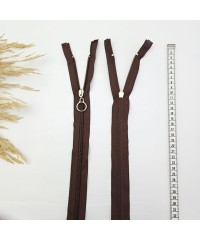 Yuvarlak Halka Fermuar | Mont-Çanta Fermuarı Uzunluk: 47 cm Kahverengi