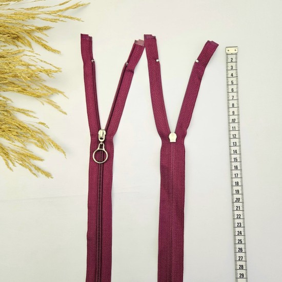 Yuvarlak Halka Fermuar | Mont-Çanta Fermuarı Uzunluk: 47 cm Vişne Yuvarlak Halka Fermuar | Mont-Çanta Fermuarı Uzunluk: 47 cm Vişne