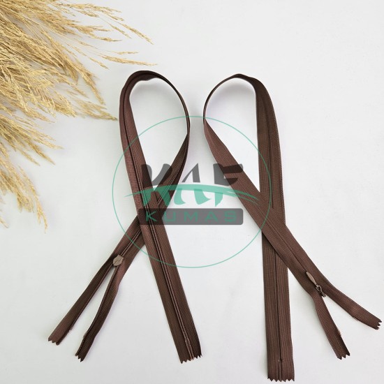 Gizli Fermuar | Uzunluk: 60 cm | Kahverengi