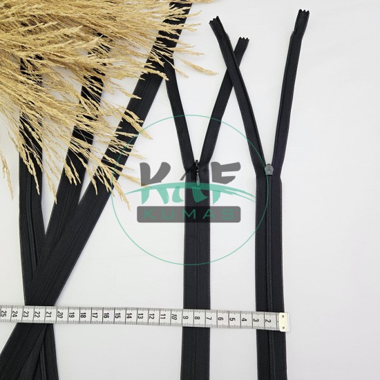 Gizli Fermuar | Uzunluk: 60 cm | Siyah