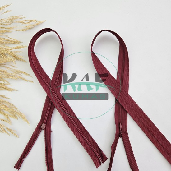 Gizli Fermuar | Uzunluk: 40 cm | Bordo