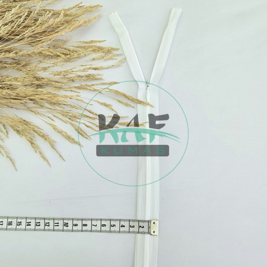 Gizli Fermuar | Uzunluk: 60 cm | Beyaz