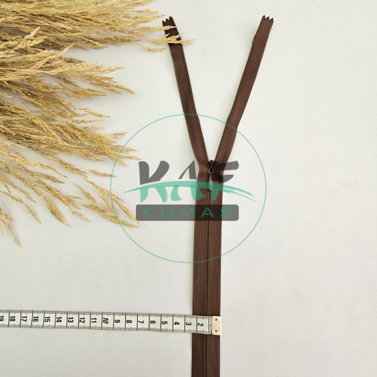 Gizli Fermuar | Uzunluk: 60 cm | Kahverengi