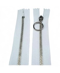 Metalik Dişli Yuvarlak Halka Fermuar | Mont-Çanta Fermuarı Uzunluk: 25 cm Beyaz