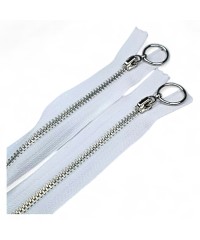 Metalik Dişli Yuvarlak Halka Fermuar | Mont-Çanta Fermuarı Uzunluk: 25 cm Beyaz