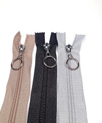 Yuvarlak Halka Fermuar | Mont-Çanta Fermuarı Uzunluk: 37 cm 3 Adet Bej-Gri-Siyah Yuvarlak Halka Fermuar | Mont-Çanta Fermuarı Uzunluk: 37 cm 3 Adet Bej-Gri-Siyah