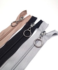 Yuvarlak Halka Fermuar | Mont-Çanta Fermuarı Uzunluk: 37 cm 3 Adet Bej-Gri-Siyah Yuvarlak Halka Fermuar | Mont-Çanta Fermuarı Uzunluk: 37 cm 3 Adet Bej-Gri-Siyah