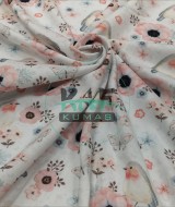 Baskılı %100 Pamuk İnterlok Kumaş | Kuşlar ve Çiçekler