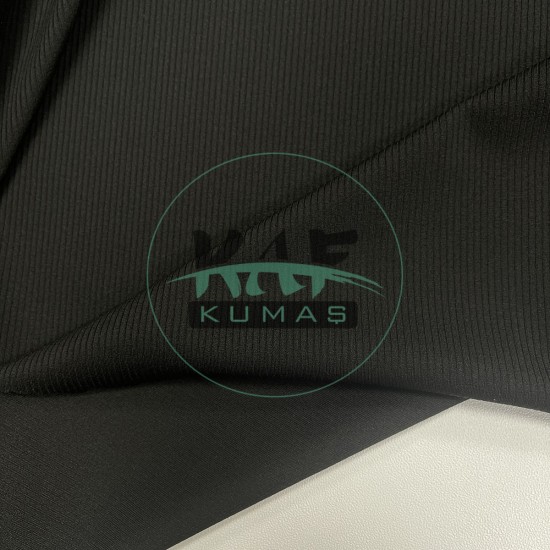 Fitilli İnterlok Kumaş | Taytlık ve Mayoluk | Siyah 11-85