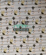 Baskılı Penye İnterlok Kumaş | Geometrik Sarı Tilki