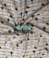 Baskılı Penye İnterlok Kumaş | Geometrik Sarı Tilki