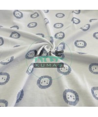 Baskılı %100 Pamuk İnterlok Kumaş | Mavi Aslanlar