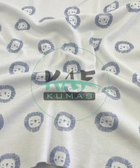 Baskılı %100 Pamuk İnterlok Kumaş | Mavi Aslanlar