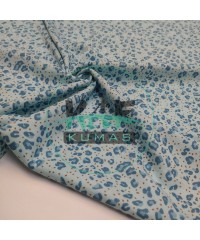 Baskılı 100% Pamuk İnterlok Kumaş | Mavi Leopar