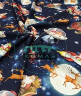 Baskılı %100 Pamuk İnterlok Kumaş | Yılbaşı Noel Baba