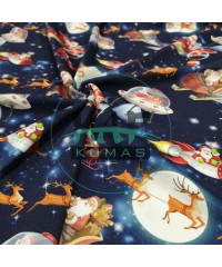 Baskılı %100 Pamuk İnterlok Kumaş | Yılbaşı Noel Baba