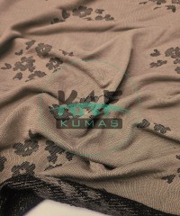 Kahverengi Jakarlı Kumaş | Çiçek Kahverengi Jakarlı Kumaş | Çiçek