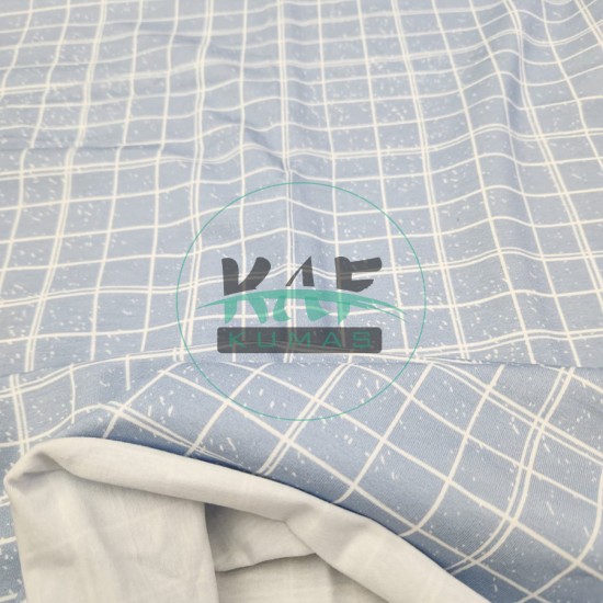 Pamuklu Süprem Kumaş | Mavili Kareler