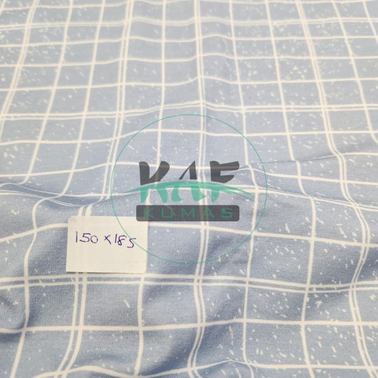 Pamuklu Süprem Kumaş | Mavili Kareler