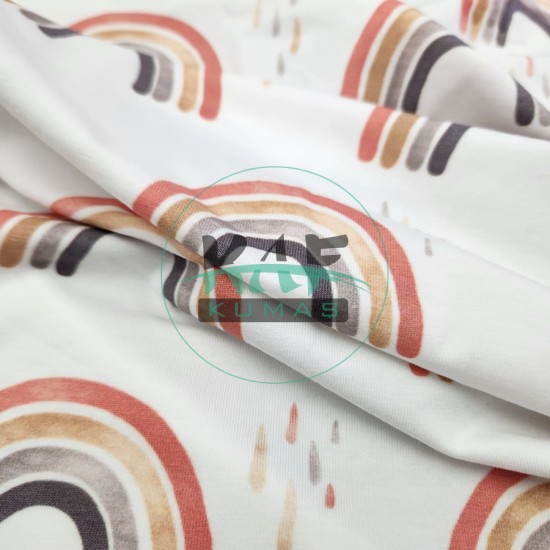 Dijital Baskılı Penye Süprem Parça Kumaş  | Gökkuşağı