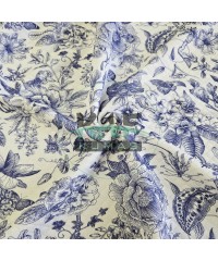 Desenli Kapitone Kumaş | Mavi Çiçek