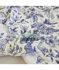 Desenli Kapitone Kumaş | Mavi Çiçek