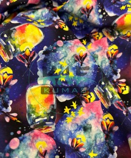 Baskılı Penye İki İplik Parça Kumaş | Bal Kavanozu ve Arılar