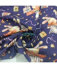 Baskılı Penye İki İplik Kumaş| Tavşan Ve Hediyeler