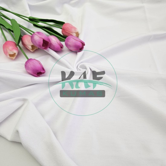 Penye %95 Pamuk %5 Elastan İki İplik Kumaş | Beyaz Penye %95 Pamuk %5 Elastan İki İplik Kumaş | Beyaz