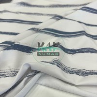 Baskılı 2 İplik Modal Kumaş | Mavi Çizgili