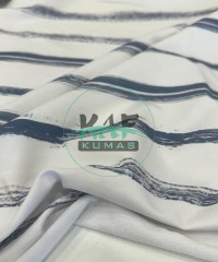 Baskılı 2 İplik Modal Kumaş | Mavi Çizgili