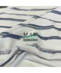 Baskılı 2 İplik Modal Kumaş | Mavi Çizgili