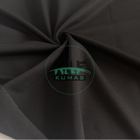 Penye 72% Pamuk 24% Polyester 6% Elastan İki İplik Kumaş | Siyah