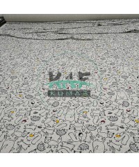 Baskılı Penye İki İplik Kumaş | Gri Melanj- Hayvanlar Baskılı Penye İki İplik Kumaş | Gri Melanj- Hayvanlar