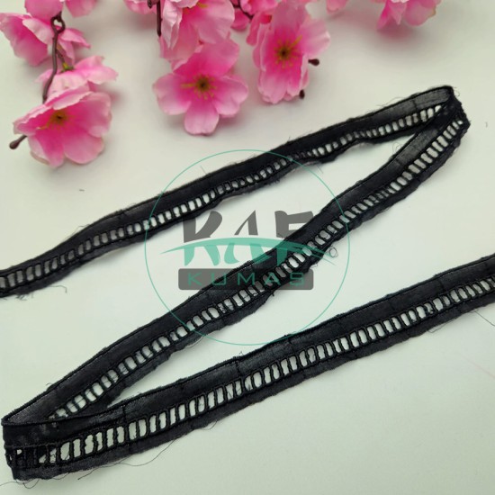 Kolber Güpür Bant Siyah | 6 Metre Fisto Şerit