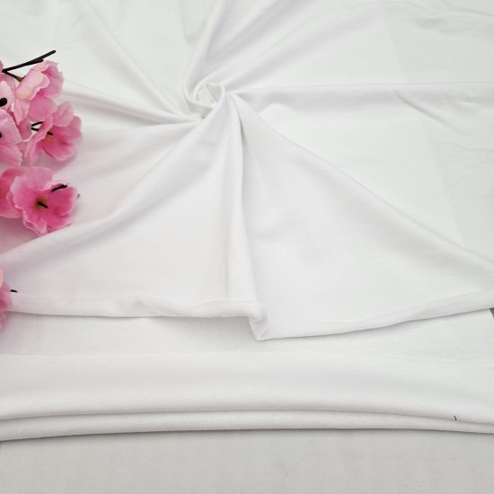 Beyaz Eşofman Takımı Dikimi için Hazır Set: 250x180 cm İki İplik + 100x70 cm Ribana Kumaş