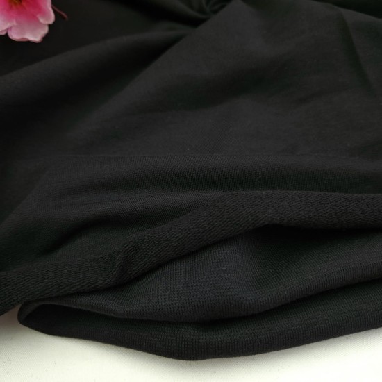 Siyah Eşofman Takımı Dikimi için Hazır Set: 250x180 cm İki İplik + 100x70 cm Ribana Kumaş