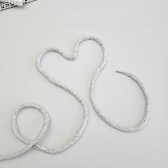 Pamuk Sweatshirt İpi | Plastik Uçlu 115 cm Kordon | Gri Melanj