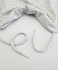 Pamuk Sweatshirt İpi | Plastik Uçlu 115 cm Kordon | Gri Melanj